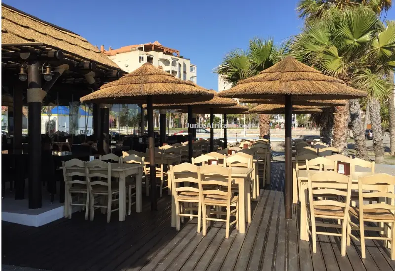 La Dorada: terrace with African thatch umbrellas