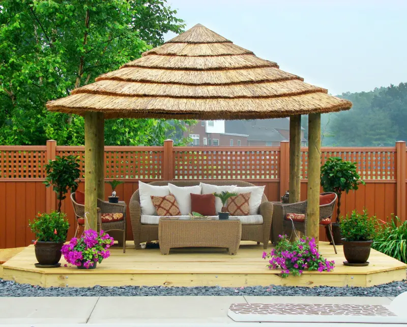 Gazebo with an African thatch tile roof