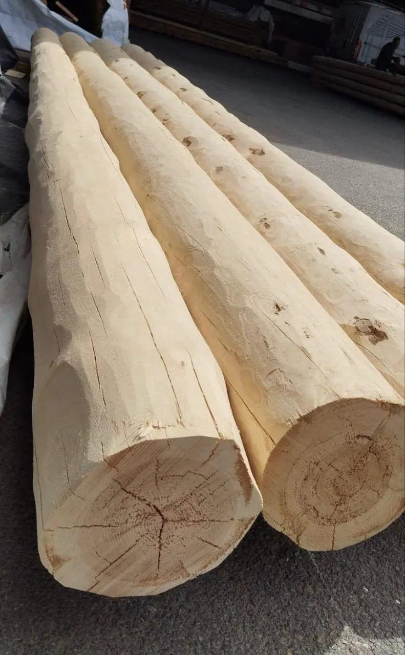 Postes de castaño lijados