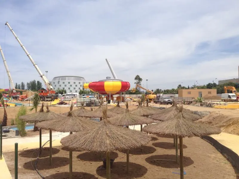 Heather umbrellas in a beach area